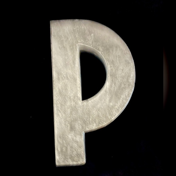 P Anthropologie Metal Zinc Industrial Letter “P” 8" x4.5"x1" mid-century - Picture 1 of 9